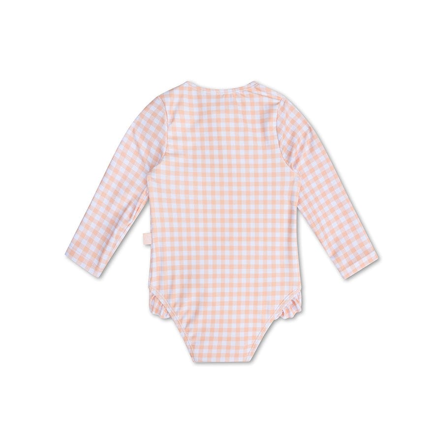 Costume intero bambina-con-mani-lunghe-arancio-apricot-1